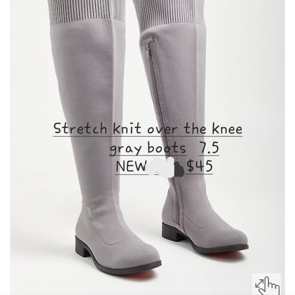 Gray torrid stretch knit boots